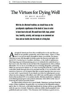 The Virtues for Dying Well - baylor.edu