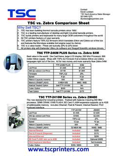 TSC vs. Zebra Comparison Sheet - Barcode Distributor