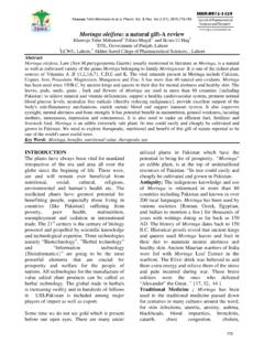 Moringa oleifera: a natural gift-A review - PharmaInfo