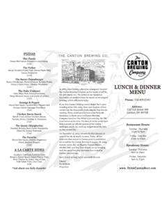 Lunch and Dinner Menu - Canton Brewing Company