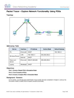 Packet Tracer Explore Network Functionality Using PDUs