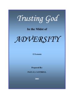 ADVERSITY, Trusting God in the Midst of - Camp Hill church