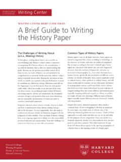 A Brief Guide to Writing the History Paper