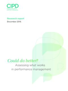Could do better 2016 assessing what works in performance ...