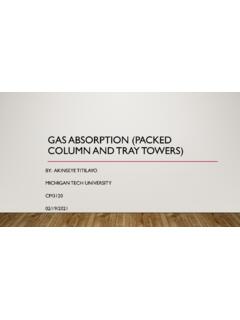 GAS ABSORPTION (PACKED COLUMN AND TRAY TOWERS)
