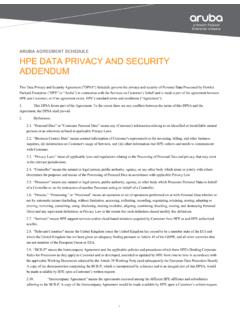 AGREEMENT SCHEDULE HPE DATA PRIVACY AND SECURITY