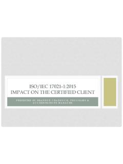 ISO/IEC 17021-1:2015 IMPACT ON THE CERTIFIED …