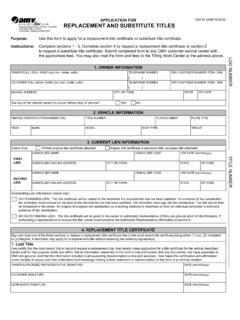 APPLICATION FOR REPLACEMENT AND SUBSTITUTE TITLES