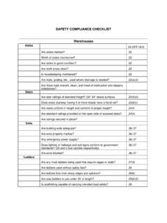SAFETY COMPLIANCE CHECKLIST Warehouses