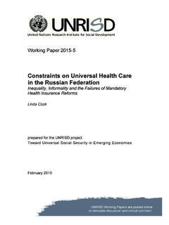 Constraints on Universal Health Care in the Russian …