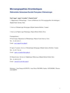 Microangiopathies thrombotiques - hematologie.net