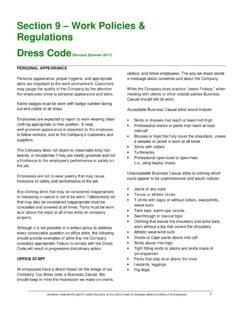Section 9 – Work Policies &amp; Regulations Dress Code