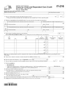 Form IT-216 Claim for Child and Dependent Care Credit Tax ...