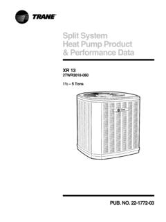 Split System Heat Pump Product &amp; Performance Data