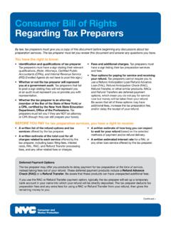 Consumer Bill of Rights Regarding Tax Preparers in English