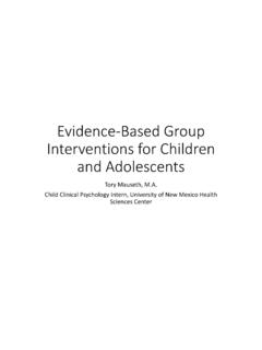 Evidence-Based Group Interventions for Children and ...