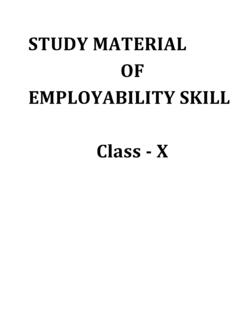 STUDY MATERIAL OF EMPLOYABILITY SKILL Class - X