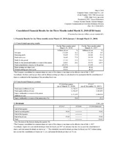 Consolidated Financial Results for the Three Months …