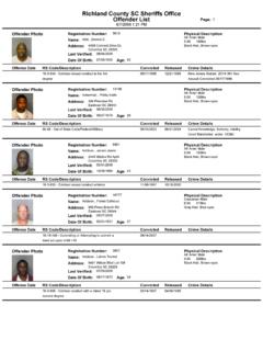Richland County SC Sheriffs Office Offender List