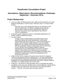 Classification Consolidation Project Assumptions ...
