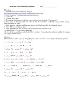 Worksheet to teach balancing equations Name