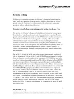 Genetic Testing - Alzheimer's Association