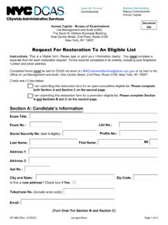 Request For Restoration To Eligible List - New York City