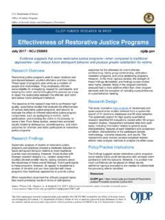 Effectiveness of Restorative Justice Programs