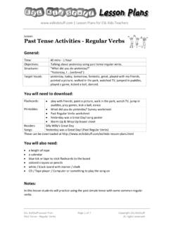 Lesson: Past Tense Activities - Regular Verbs