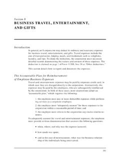 BUSINESS TRAVEL, ENTERTAINMENT, AND GIFTS