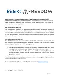 RideKC Freedom is a complementary paratransit program …