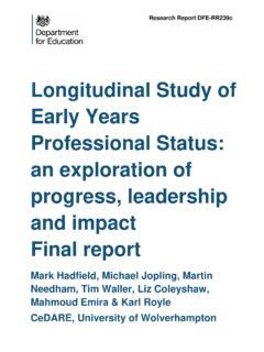 Longitudinal Study of Early Years Professional Status: an ...