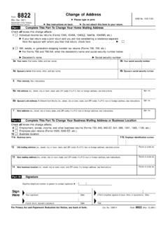 8822 Change of Address - IRS tax forms