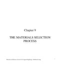 Chapter 9 THE MATERIALS SELECTION PROCESS