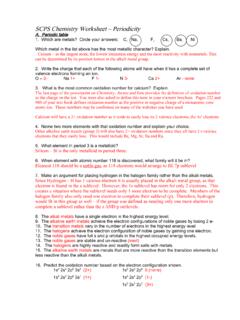 SCPS Chemistry Worksheet – Periodicity