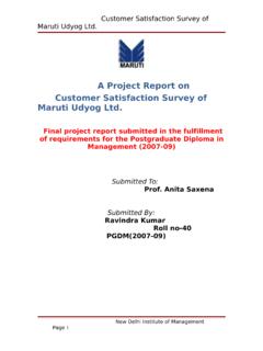 A Project Report on Customer Satisfaction Survey of Maruti