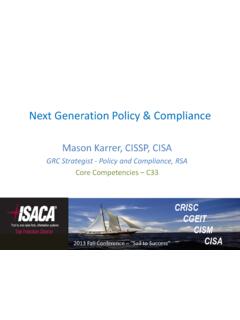 Next Generation Policy &amp; Compliance - sfisaca.org