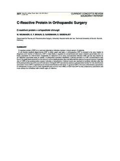 C-Reactive Protein in Orthopaedic Surgery