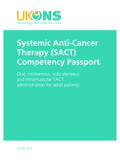 Systemic Anti-Cancer Therapy (SACT) Competency Passport