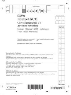 Paper Reference(s) 6663/01 Edexcel GCE
