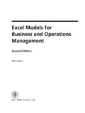 Excel Models for Business and Operations …