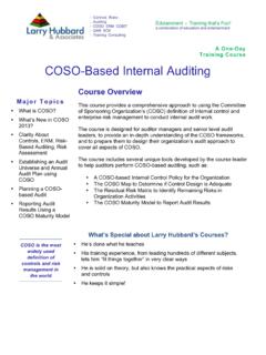 A One-Day Training Course COSO-Based Internal Auditing