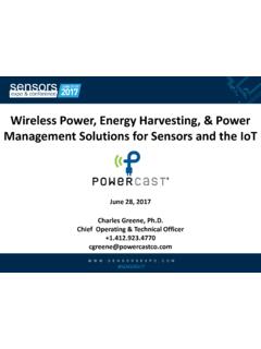 Wireless Power, Energy Harvesting, &amp; Power …