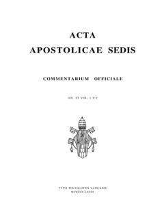 ACTA APOSTOLICAE SEDIS - vatican.va