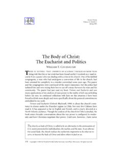 The Body of Christ: The Eucharist and Politics