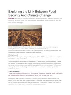 Exploring the Link Between Food Security And Climate Change