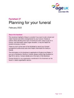 Planning for your funeral - Age UK