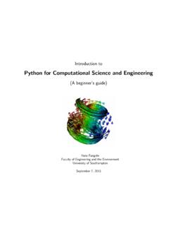 Python for Computational Science and Engineering