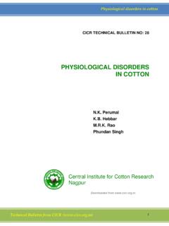 PHYSIOLOGICAL DISORDERS IN COTTON