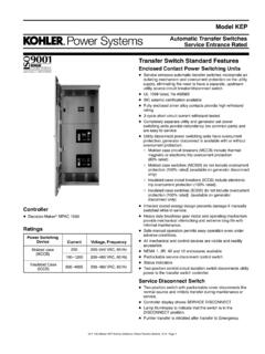 Transfer Switch Standard Features - Kohler Power